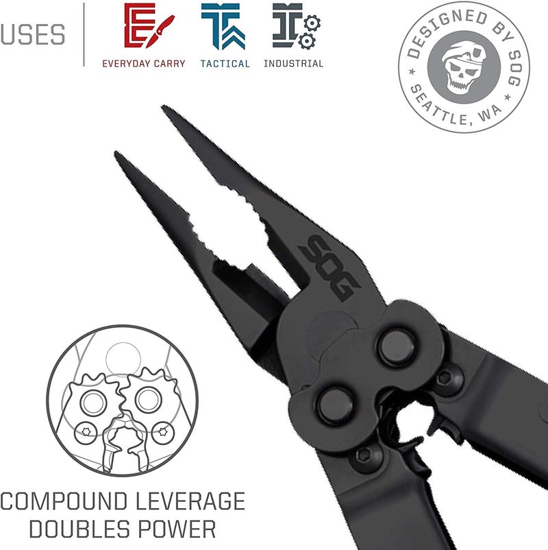 SOG PowerLock Multi-Tool with EOD Crimper, 18 Specialty Tools, Black Stainless Steel - Image 2